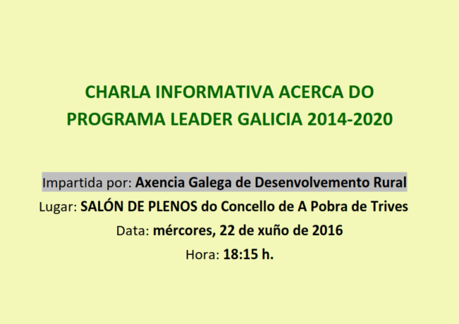 Charla informativa do Programa Leader Galicia 2014-2020